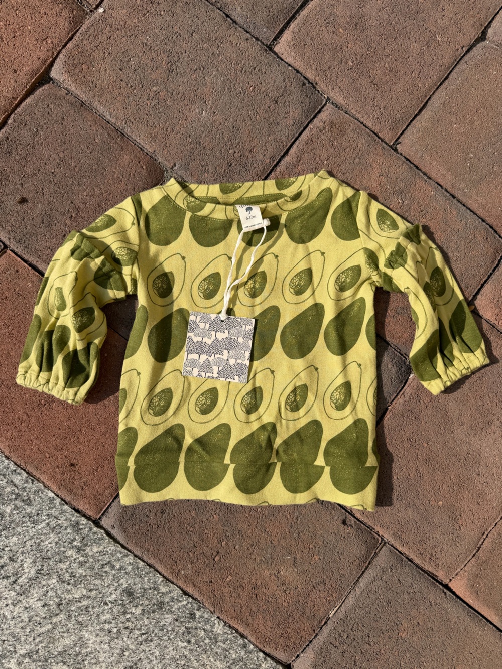 NWT Kate Quinn Organic Avocado-Print Baby Top 6-12 Months